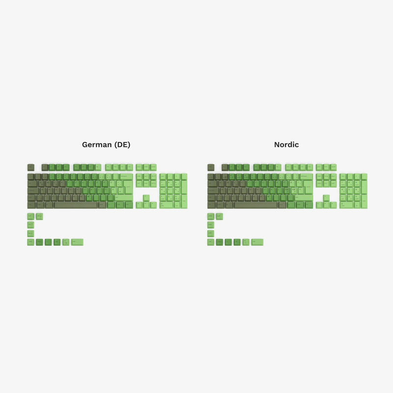 GPBT Olive keycaps ISO language options, full kit layout