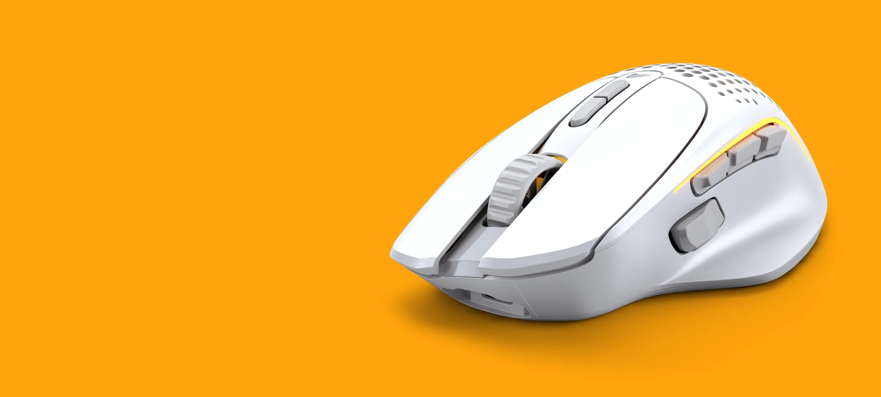 Model I 2 Wireless in White shown on orange background