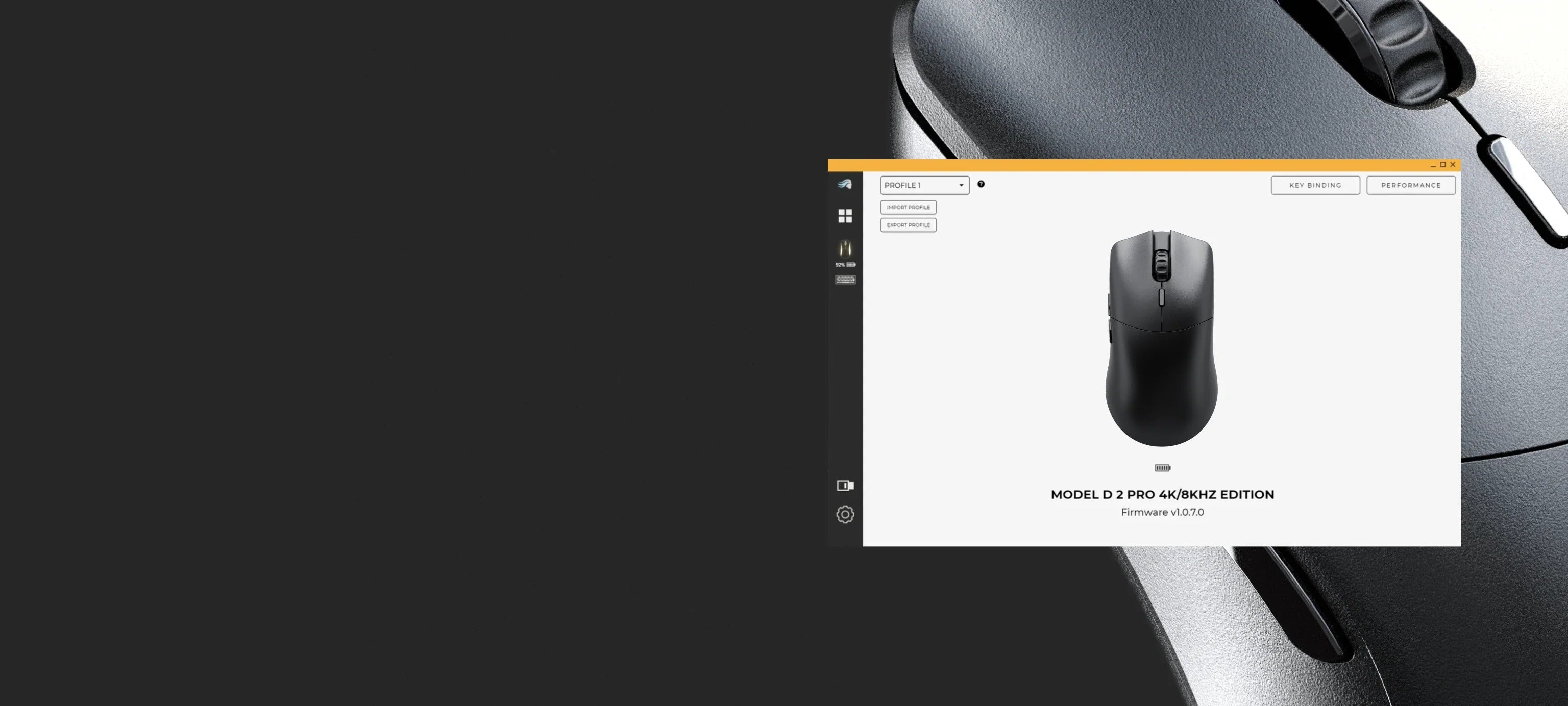 CORE software with Model O 2 PRO 4K/8KHz Edition mouse on screen