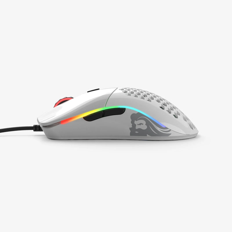 Model O Minus Wired in Glossy White side view