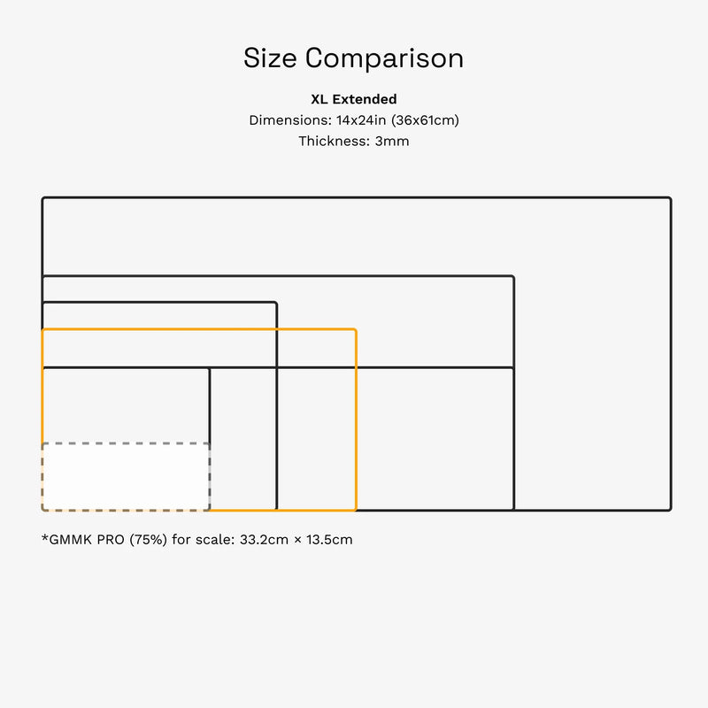 Stitched Cloth Mousepad XL Extended size diagram