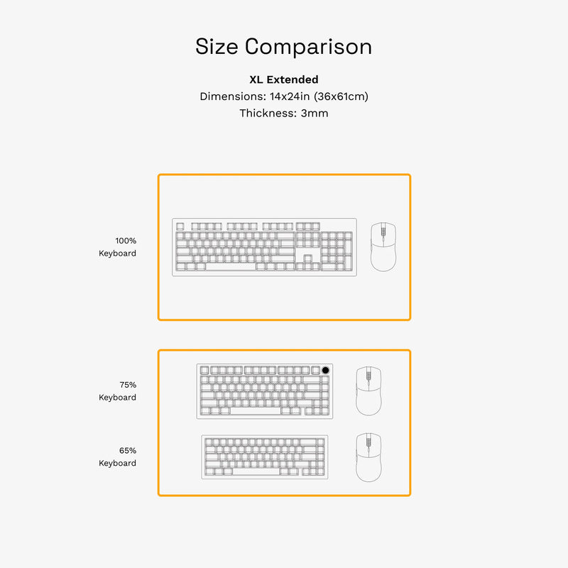 Stitched Cloth Mousepad XL Extended size diagram