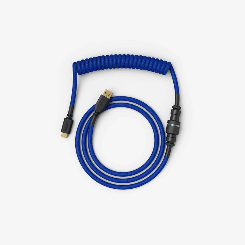 Coiled Keyboard Cable in Cobalt Blue top view