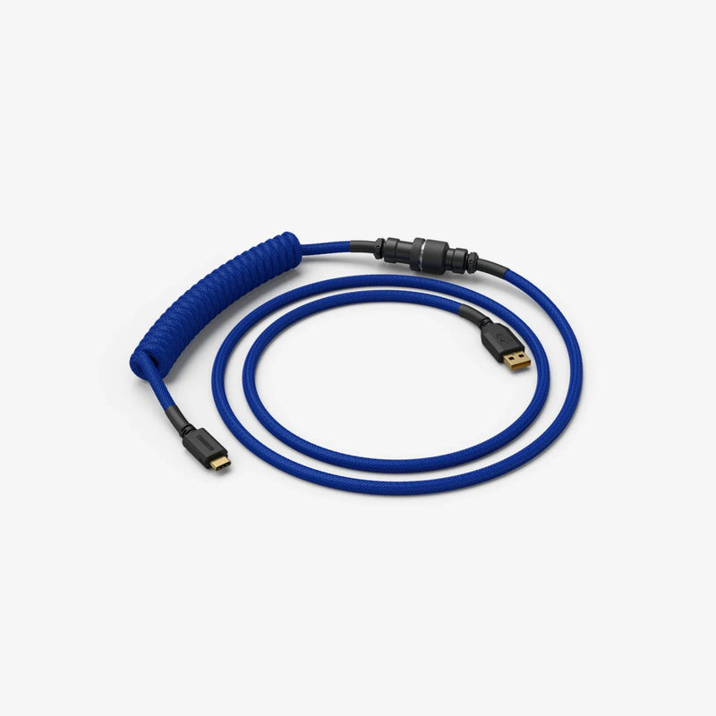 Coiled Keyboard Cable in Cobalt Blue angle view