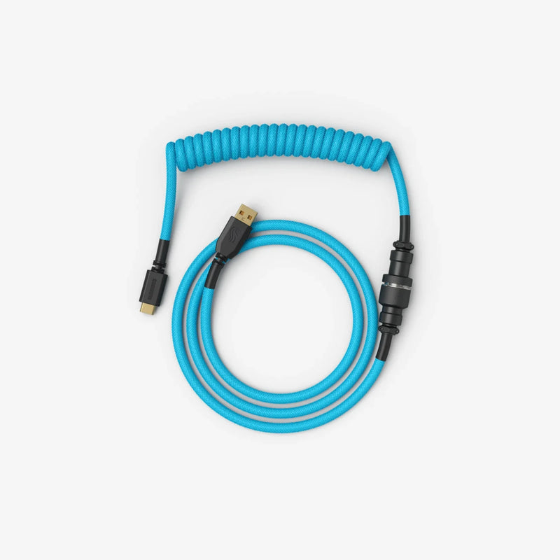 Coiled Keyboard Cable in Electric Blue top view