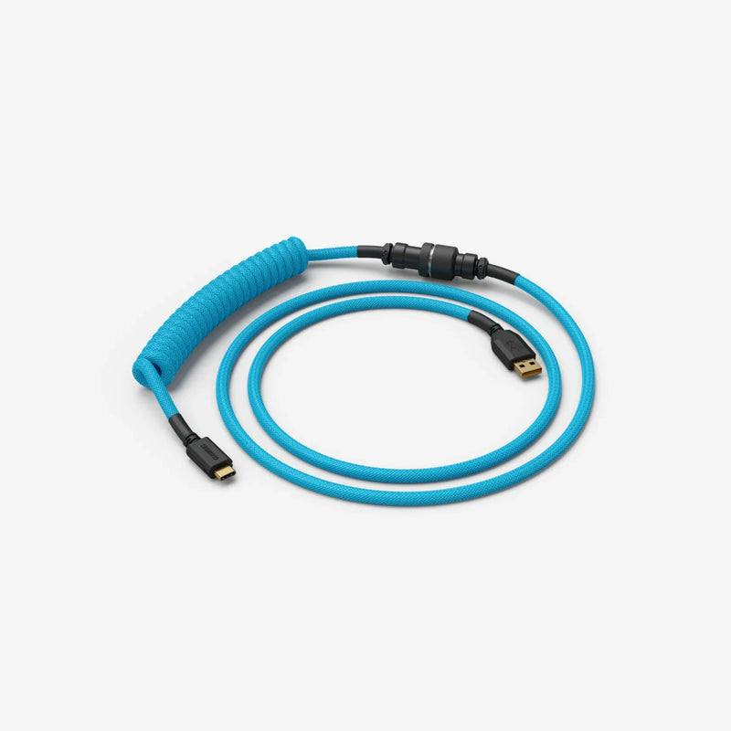 Coiled Keyboard Cable in Electric Blue angle view