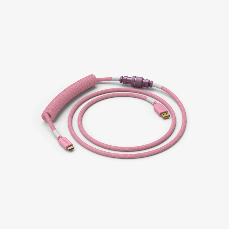 Coiled Keyboard Cable in Pixel Pink angle view