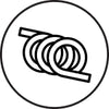 a black and white circle with a line of spirals