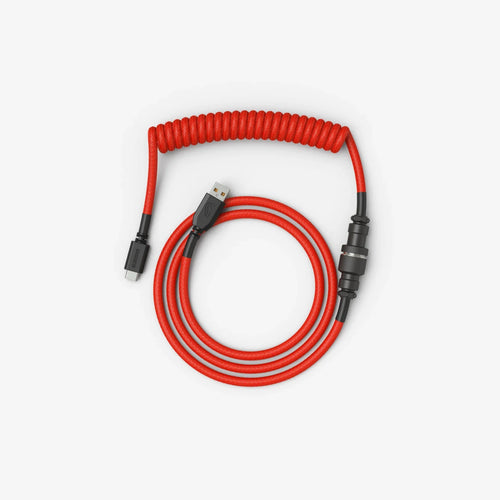 Coiled Keyboard Cable in Crimson Red angle view