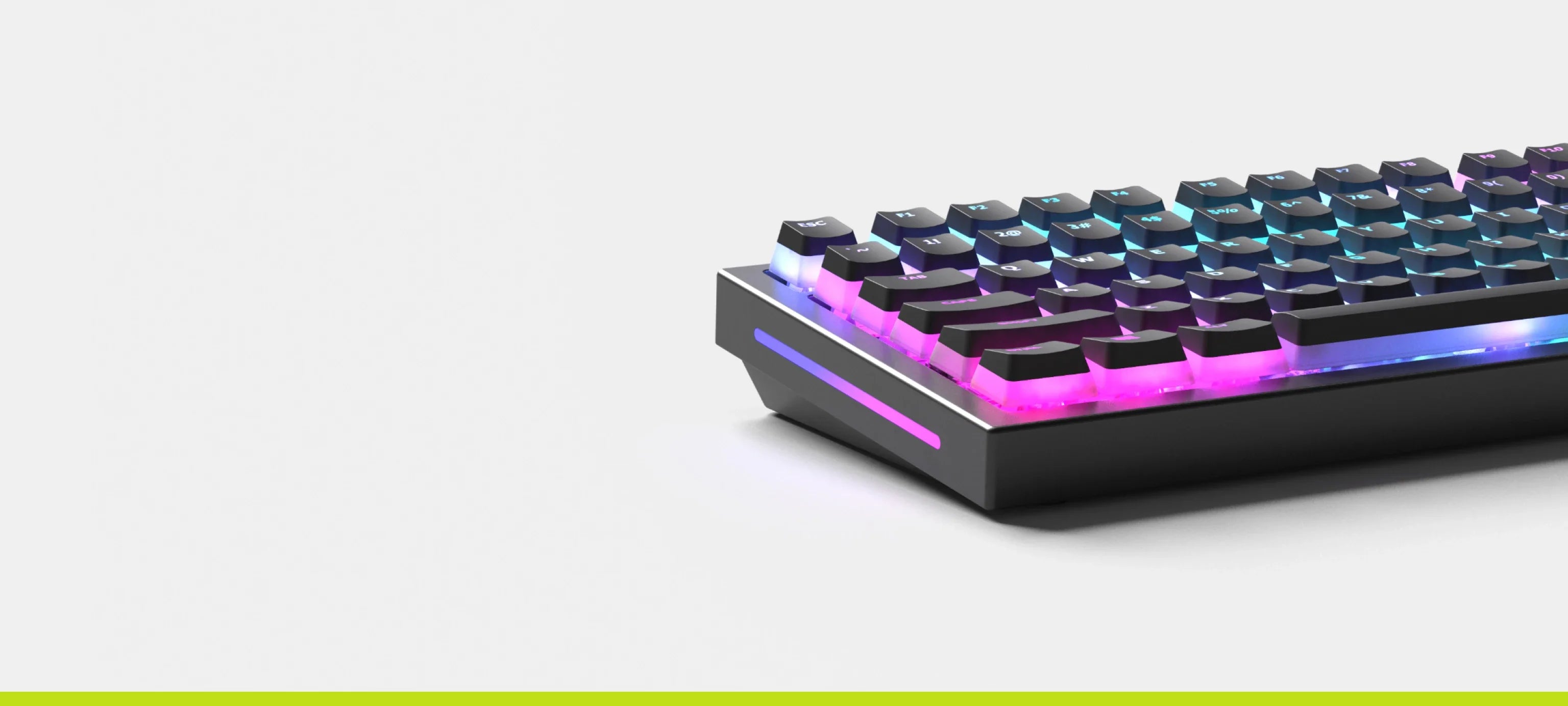 GMMK PRO in Black Slate with Aura V2 Black keycaps and pink and purple RGB lighting