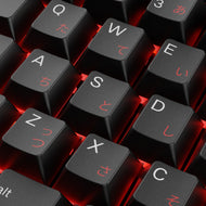 Close up of GPBT Kabuto keycap legends