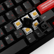 Close up of the underside of GPBT Kabuto keycaps