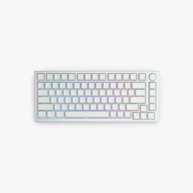 ABS Doubleshot Keycaps in White on a GMMK PRO White Ice keyboard, top view