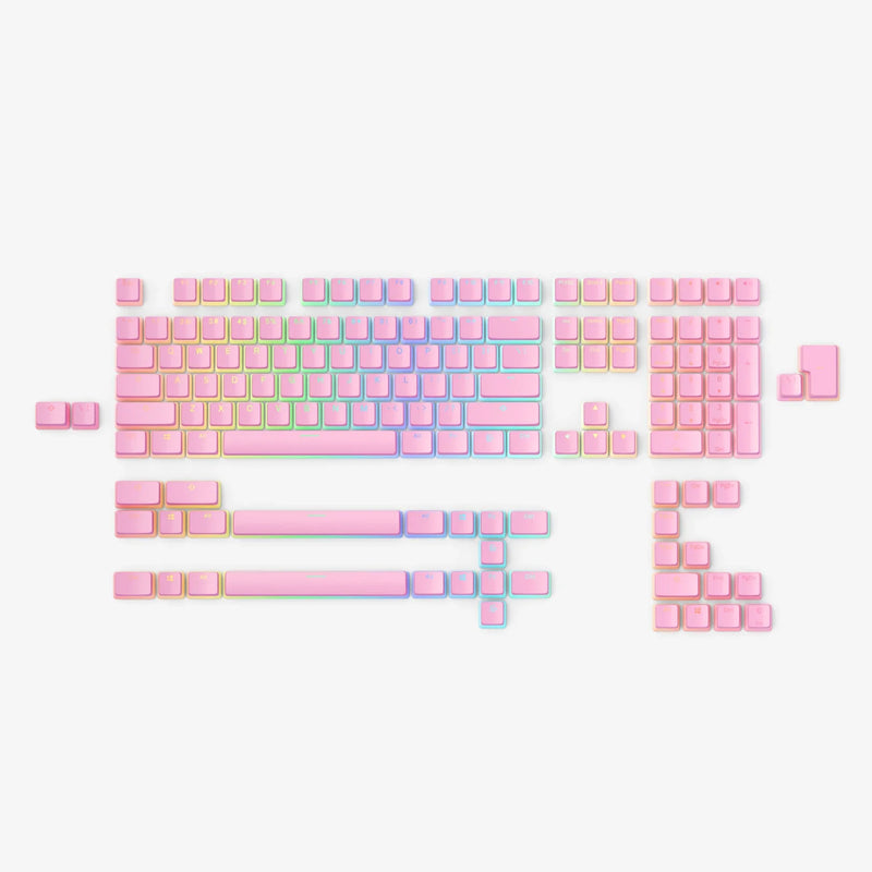 Aura V2 Keycaps in Pink, full kit view