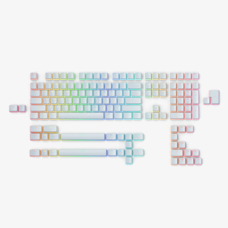 Aura V2 Keycaps in White, full kit view