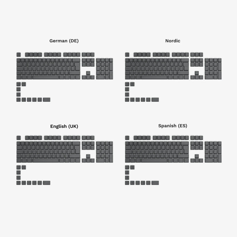 GPBT Black Ash keycaps all ISO language options, full kit layout