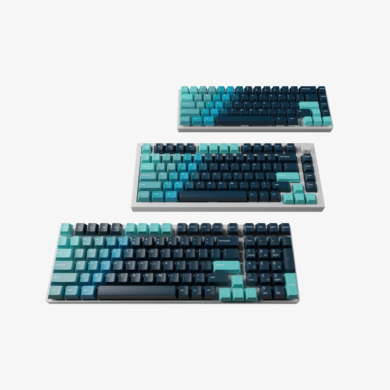 GPBT Celestial Keycaps in Ice on 96%, 75%, and 65% keyboards