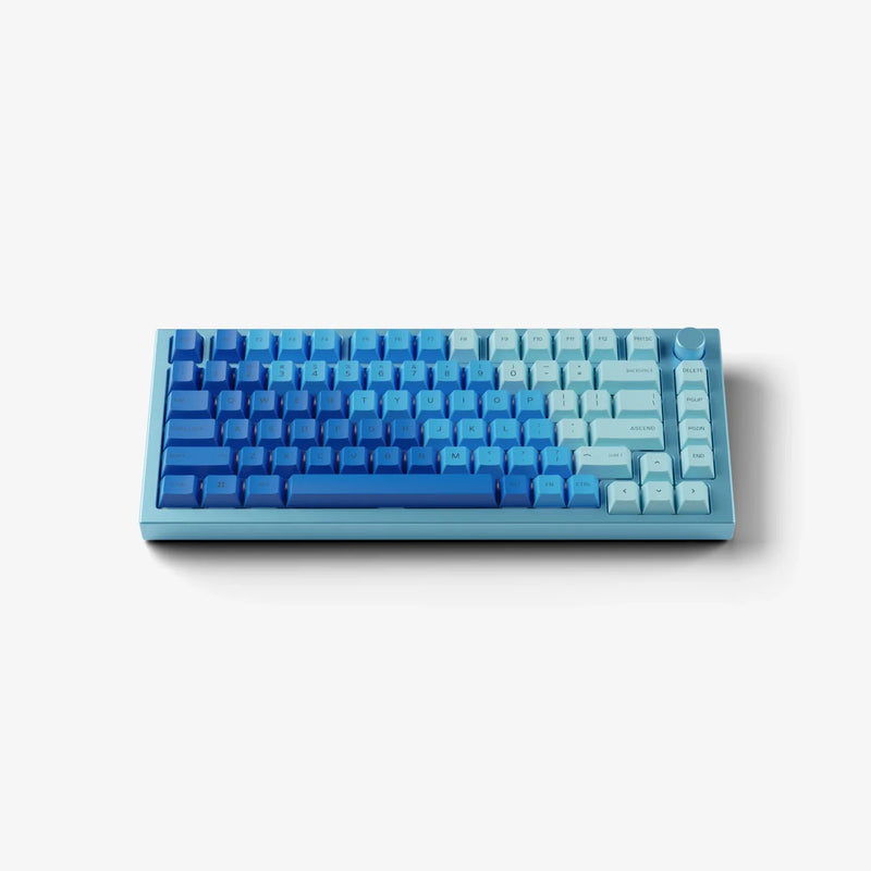 GPBT Ocean Keycaps on a GMMK PRO Keyboard with an Aqua Blue top frame and rotary knob