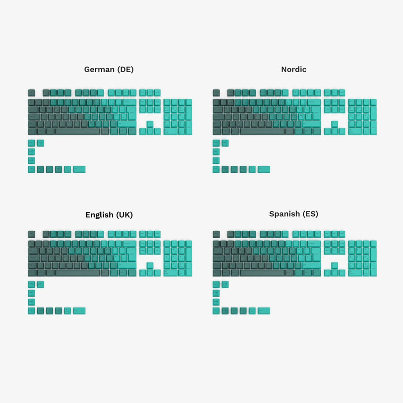 GPBT Rain Forest Keycaps all ISO language options, full kit layout