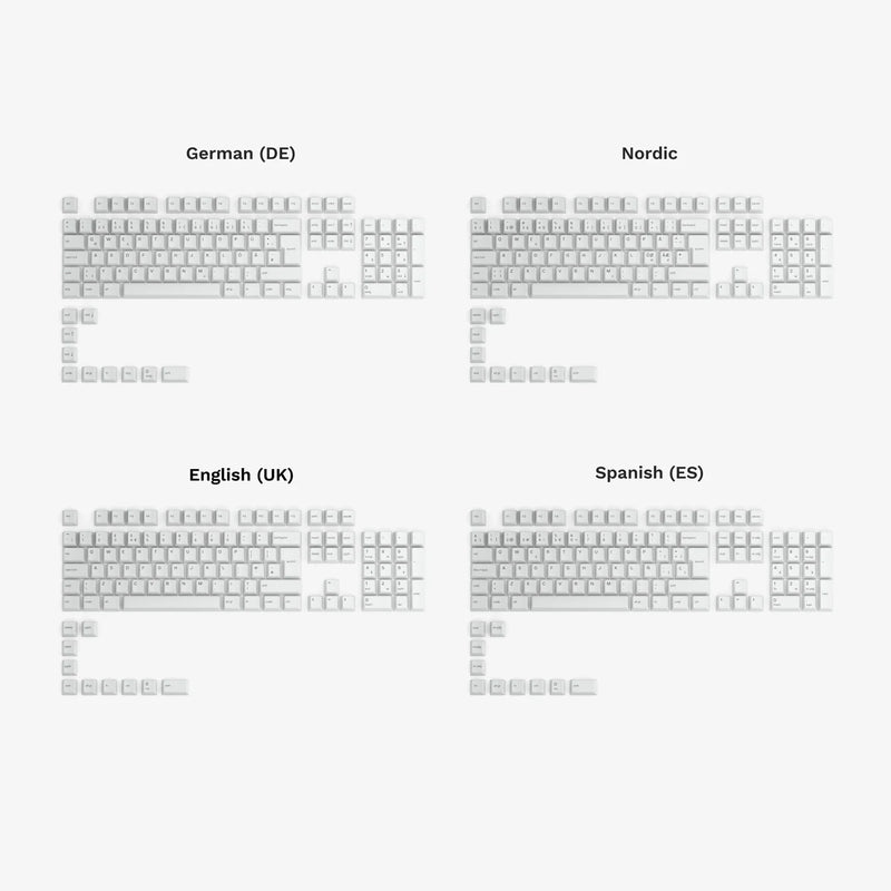 GPBT Arctic White keycaps ISO language variant kits