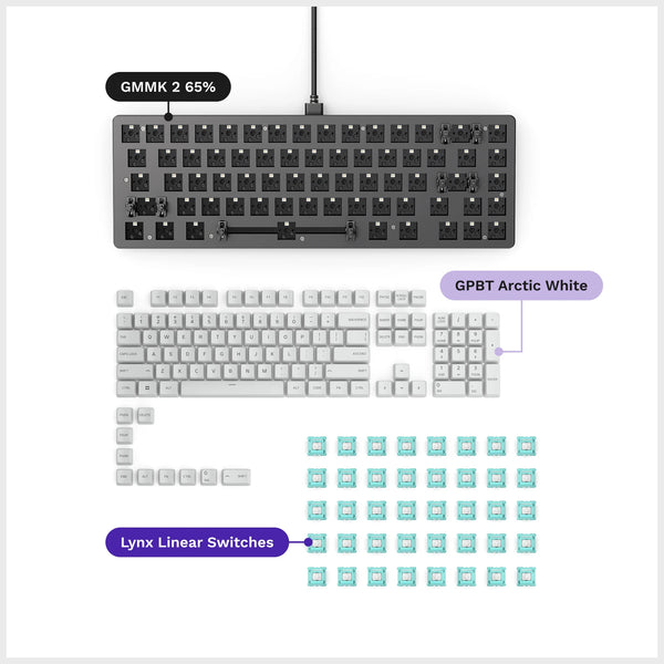 geeks ダブルニー サイズ2 Arctic White GMMK 2 65% Bundle