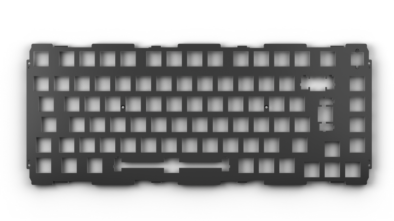 GMMK PRO Black Aluminum Switch Plate in ISO layout, top down view