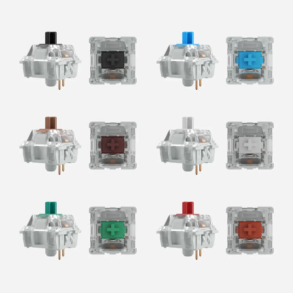 a group of plastic boxes with different colored buttons
