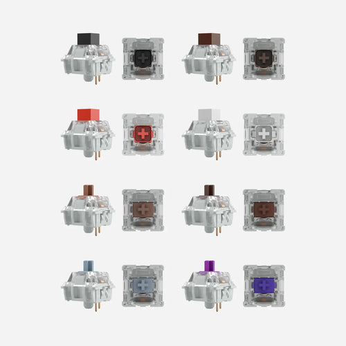 All Kailh Switch types in side and top view on a white background