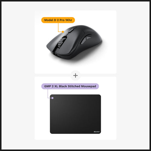 Model D 2 PRO 1k Mouse + GMP 2 XL Stitched Cloth Mouse Pad